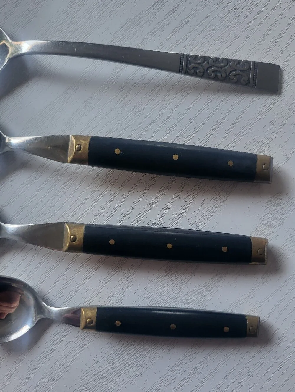 Black Handle Stainless Steel Serving Spoon Set - 4-Piece Roger Made In Japan I